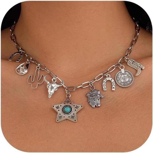 Jewelry - Western Boho Silver Charm Necklace